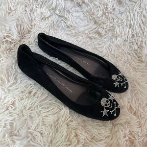 Giuseppe Zanotti skull crystals stars Flats suede black round toe size 37